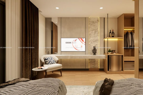 Chic hotel lobby and reception at Hotel Lumen